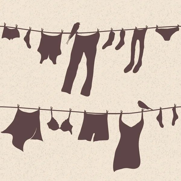Illustrazione di vestiti appesi ad asciugare — Foto Stock
