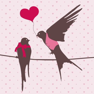 Cute birds in love clipart