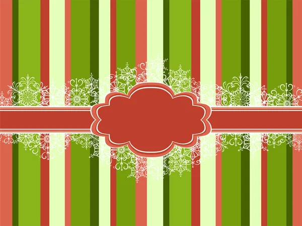 Cadre de Noël avec rayures et flocons de neige — Image vectorielle
