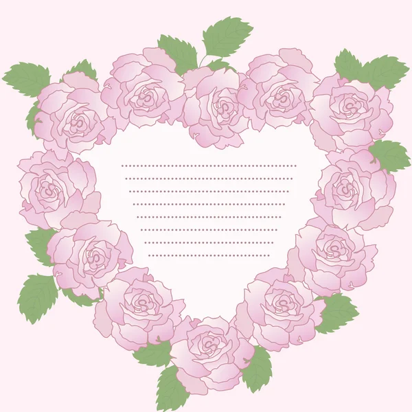 Cornice romantica vettoriale con rose — Vettoriale Stock