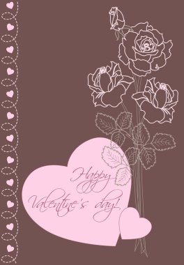 Valentine's day card with roses and hearts clipart