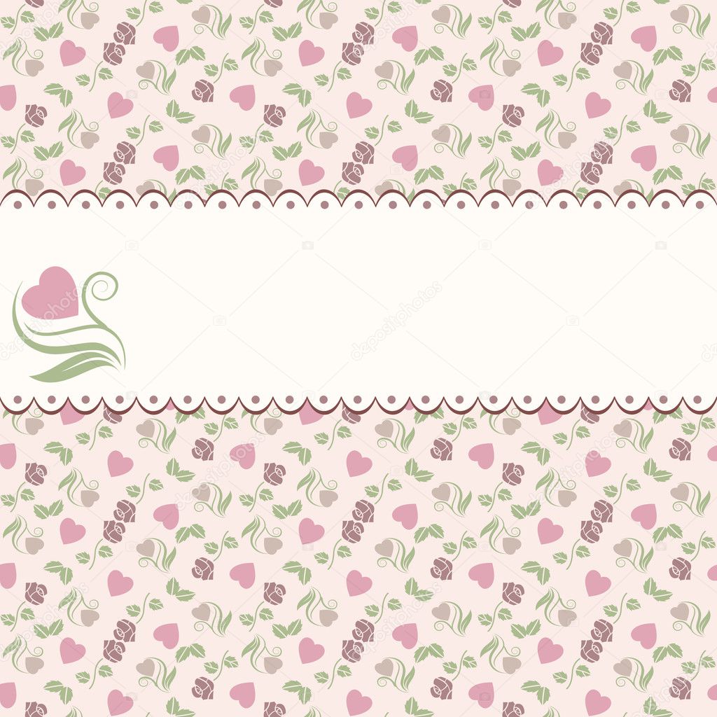 Valentine seamless pattern with hearts and roses