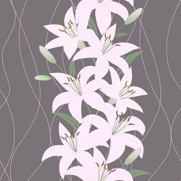 Seamless wallpaper with lily flowers — Stock Vector