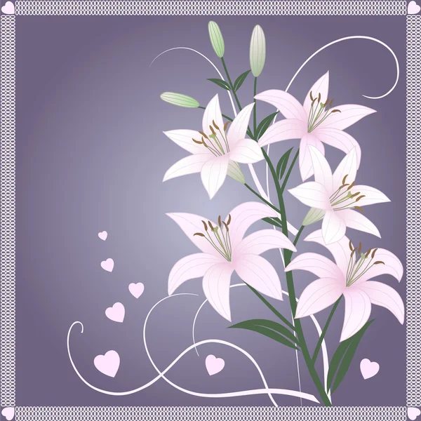 美丽的春天壁纸与百合鲜花 — 图库矢量图片