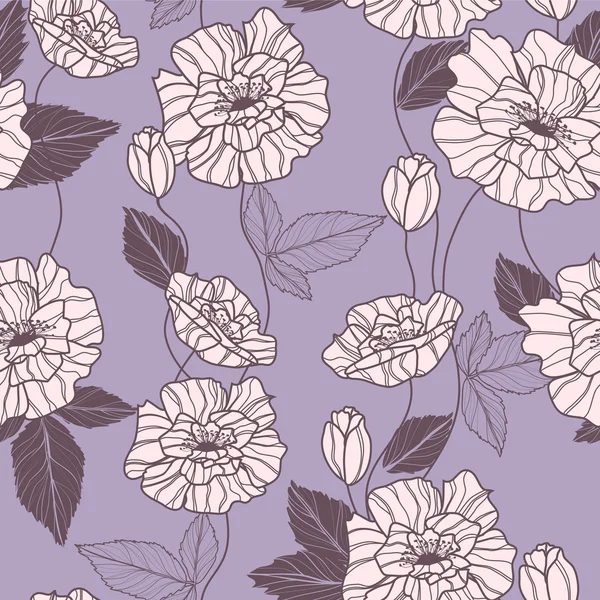 Patrón de vector sin costuras con flores de amapola — Archivo Imágenes Vectoriales