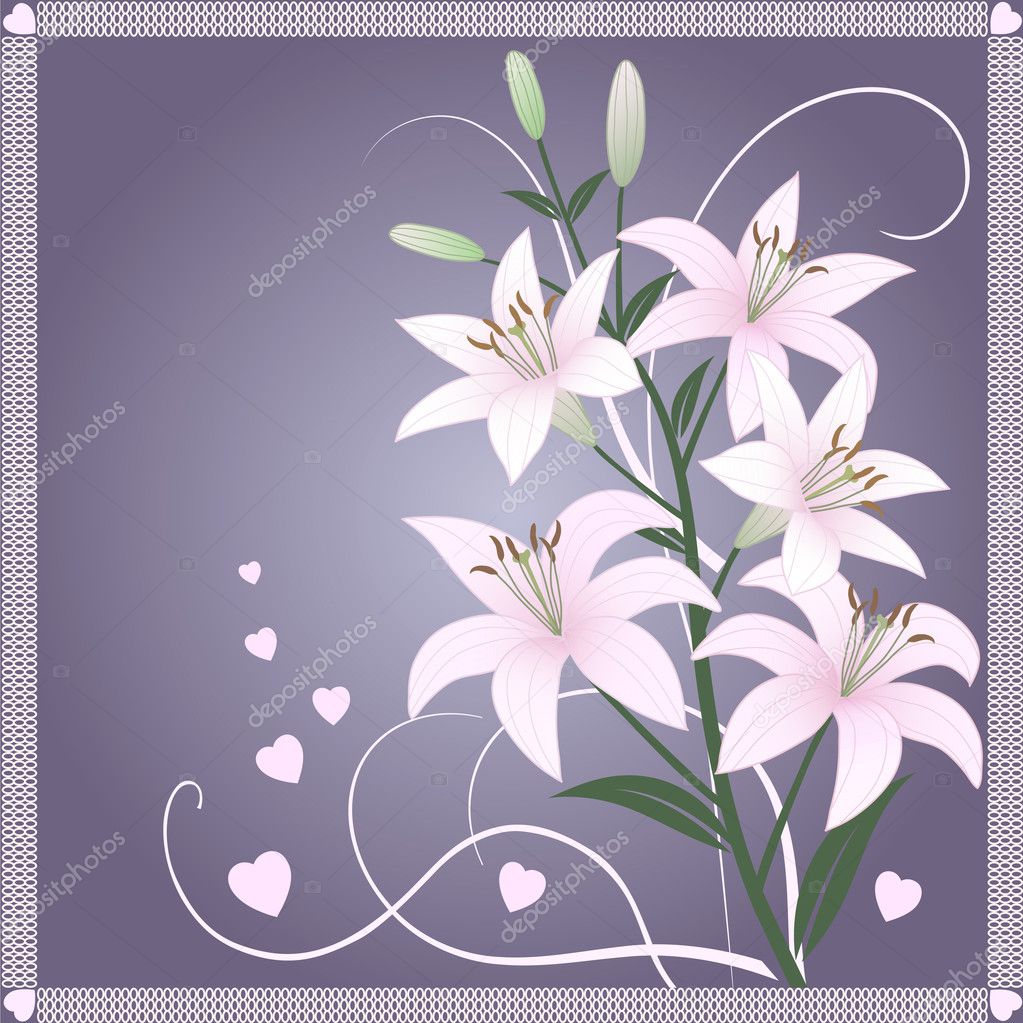 Beautiful Spring Wallpaper With Lily Flowers Stock Vector Image By C Amirage