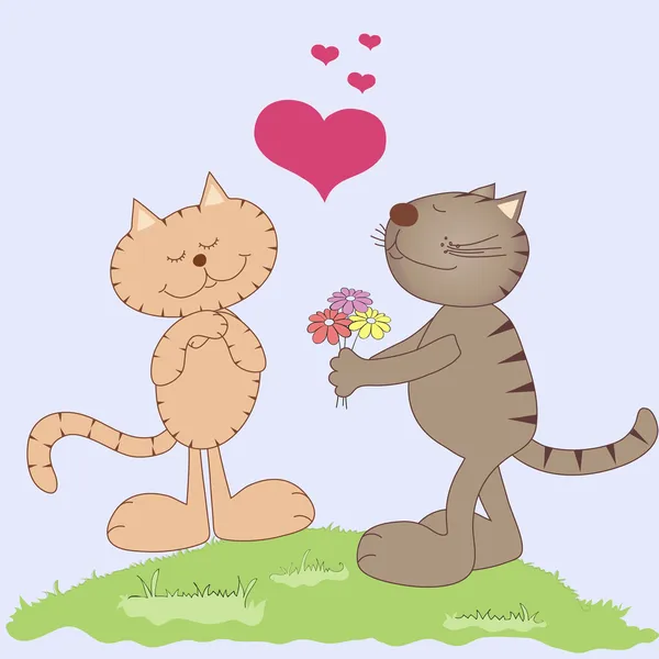 两只恋爱中的猫 — 图库矢量图片
