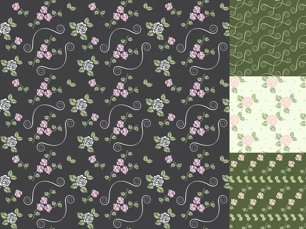 Beautiful seamless patterns with hearts and roses — Stock Photo, Image
