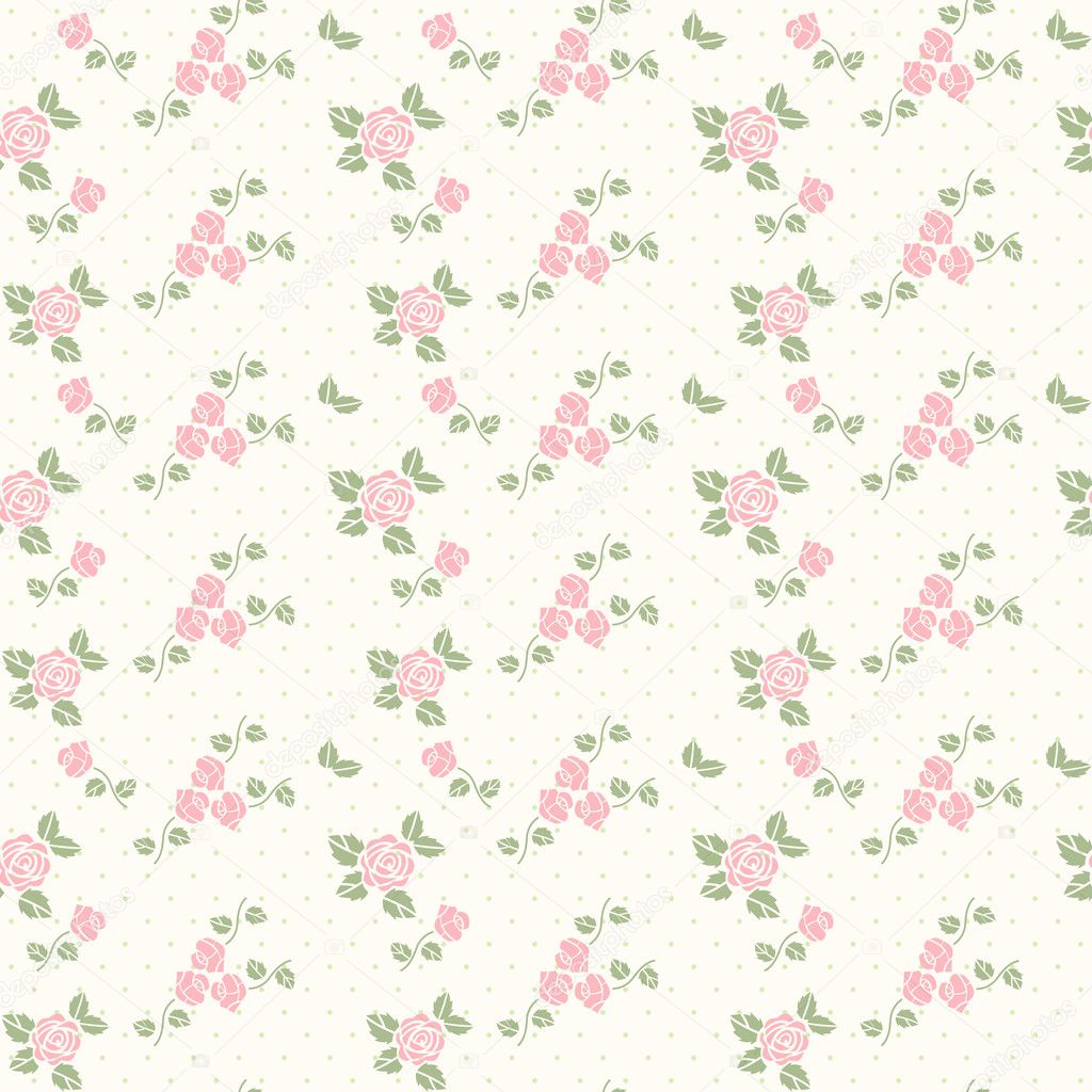 Spring seamless pattern with hearts and roses