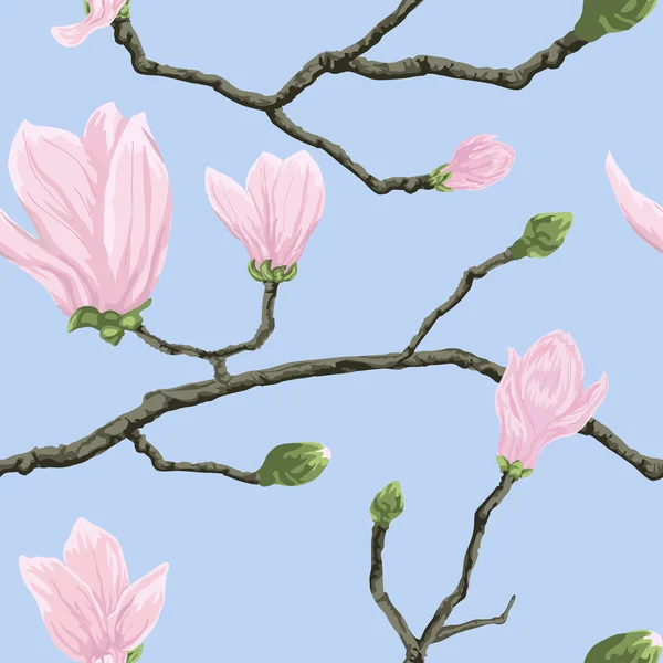 Απρόσκοπτη μοτίβο με άνθη μανόλιας — Φωτογραφία Αρχείου