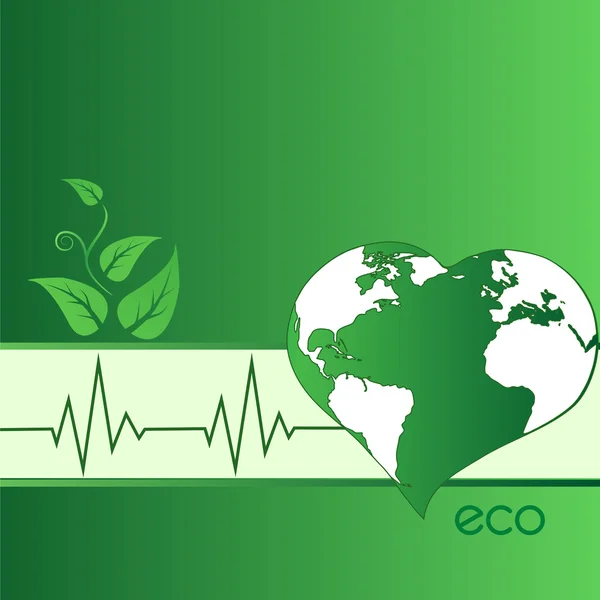 Eco green heart-shaped Earth — Stock Photo, Image