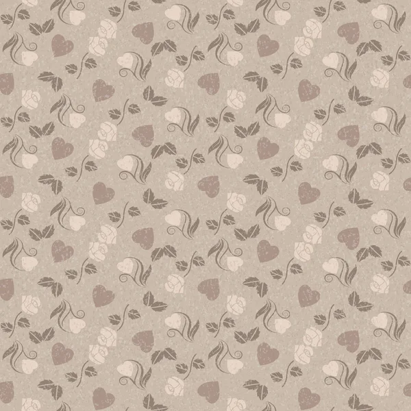 Romantic seamless pattern with hearts and roses — Stock Photo, Image