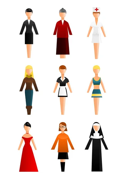Collection d'icônes professionnelles féminines — Image vectorielle
