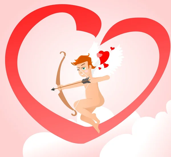 Valentine with Little cupid with bow — Stock Vector