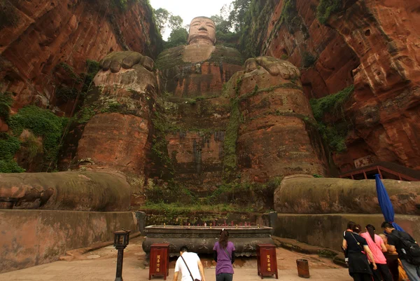 stock image The Giant Buddha of Leshan with praying- China
