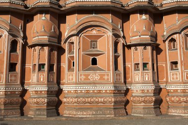 Rüzgarlar Sarayı 'nın (Hawa Mahal) ayrıntıları, Kuzey Hindistan, Asya' daki Jaipur şehrinde.