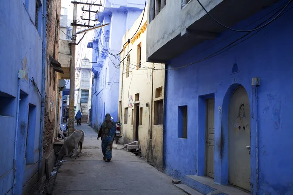 Mavi evlerde tipik bundi, rajasthan Kuzey Hindistan — Stok fotoğraf