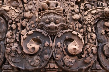 Stone relief of an entrance in Banteay Srei - Angkor - Cambodia clipart