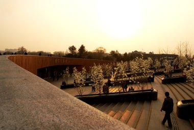 beijing Ulusal grand theatre günbatımı sırasında giriş