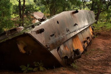 kavanoz phonsavan Merkez Laos - Asya yanında düz üzerinde Rus tankı