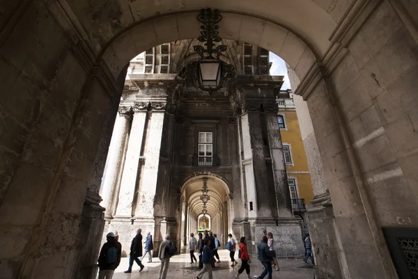 Arches on Praca do Comercio in LIsbon, Portugal — Stock Photo, Image