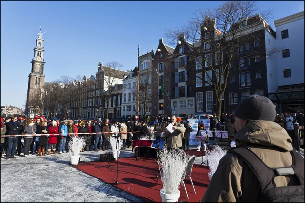 Classical concert on ice on the Prinsengracht in Amsterdam — Stock Photo, Image