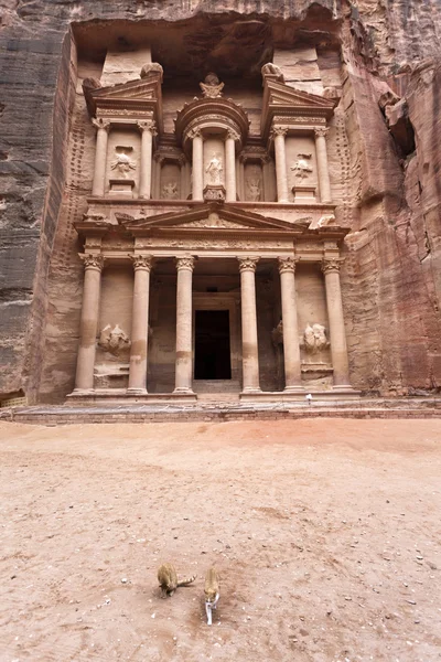 El Tesoro de Petra - el famoso templo de Indiana Jones en Jordania — Foto de Stock