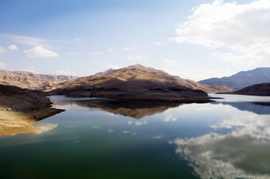 Reservoir in the Wadi Mujib Gorge along the King's Highway in Jordan clipart