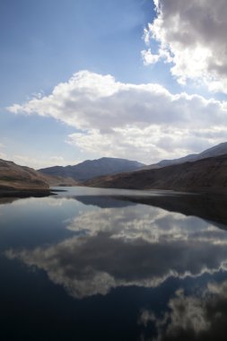 Reservoir in the Wadi Mujib Gorge along the King's Highway in Jordan clipart