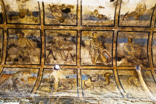 Wandbild im Schloss Amra - Badehaus - Wüstenschloss in Jordanien — Stockfoto