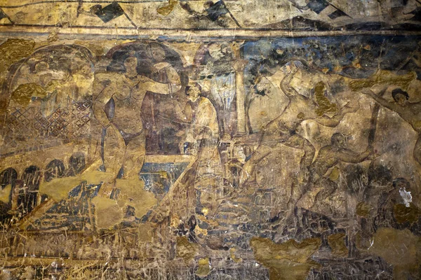Murale nel Castello di Amra - stabilimento balneare - Castello del deserto in Giordania — Foto Stock
