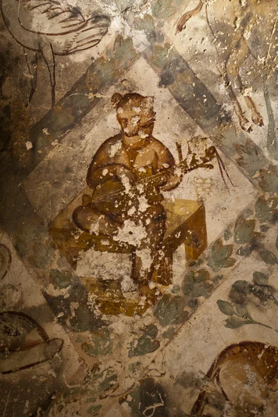 Väggmålning i amra - badhuset - öken slottet i Jordanien — Stockfoto