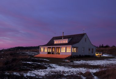 Country Cabin At Dusk clipart