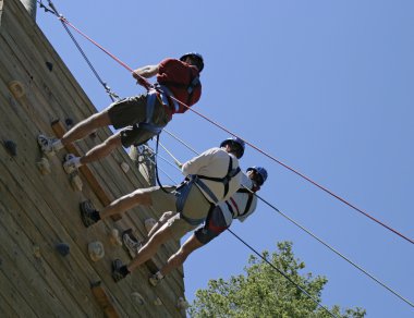 Three Climbers On Belay clipart