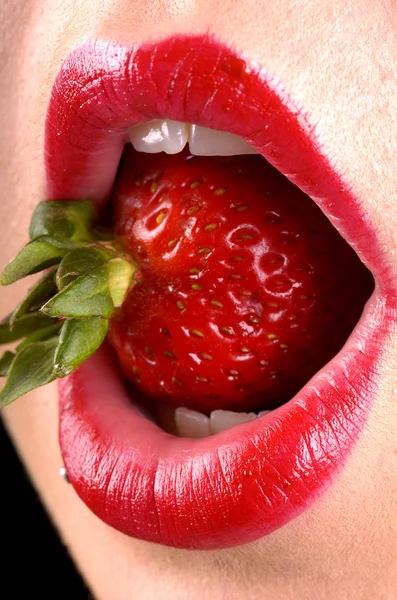 Strawberry mouth — Stock Photo, Image