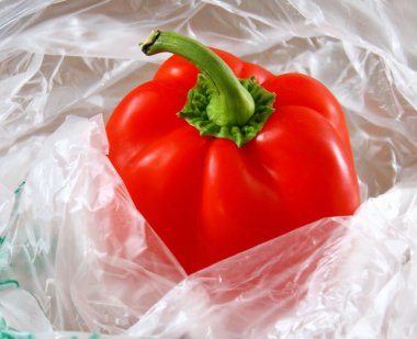 Red Pepper In Plastic Food Storage Bag clipart
