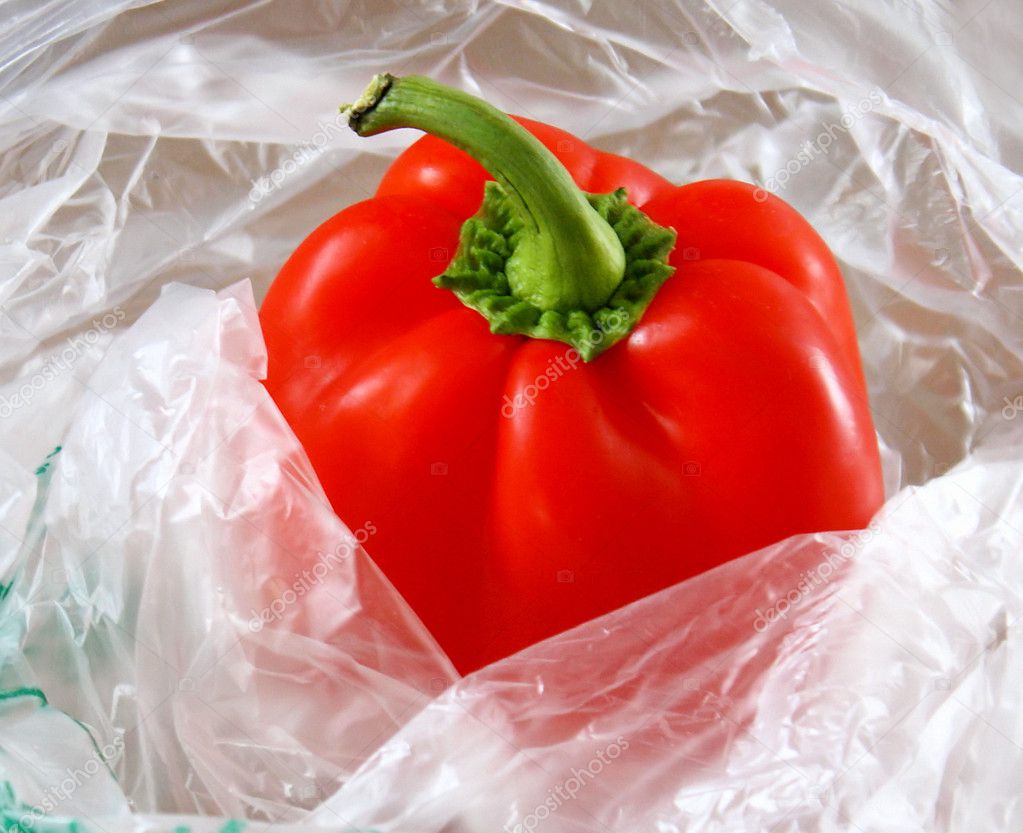 Red Pepper In Plastic Food Storage Bag
