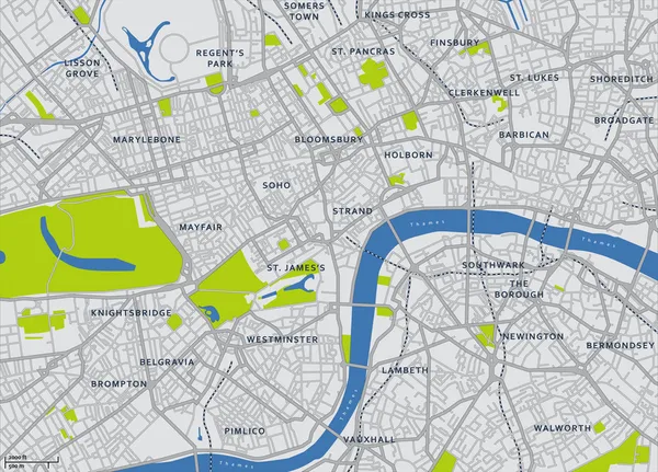 Carte vectorielle du centre de Londres — Image vectorielle