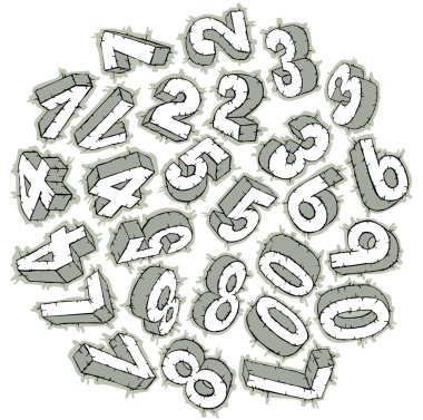 Hand drawn 3D numbers clipart