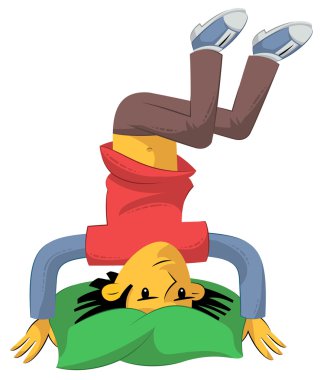 Boy standing on head clipart