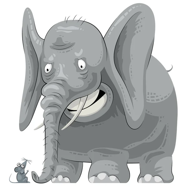 Elefante spaventato vedere il topo — Vettoriale Stock