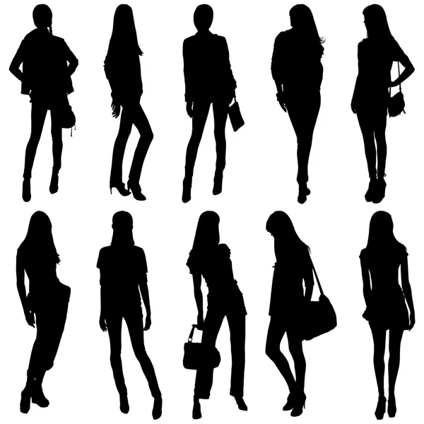Fashion model silhouetten — Stockvector