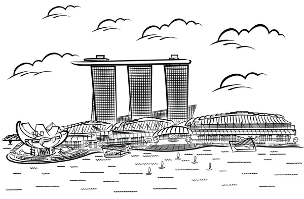 ベクトル シンガポールのイラスト? s マリーナ ・ ベイ ・ サンズ — ストックベクタ