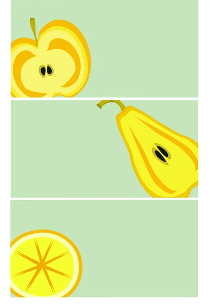Limón, pera, manzana — Vector de stock