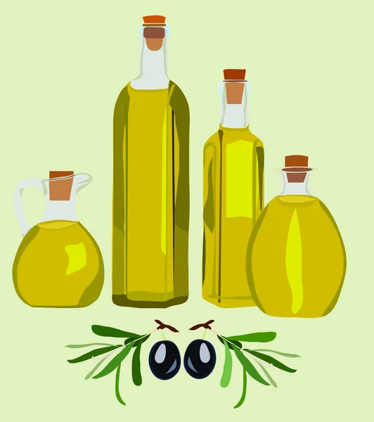Olive, bottle, oil — Stock Vector