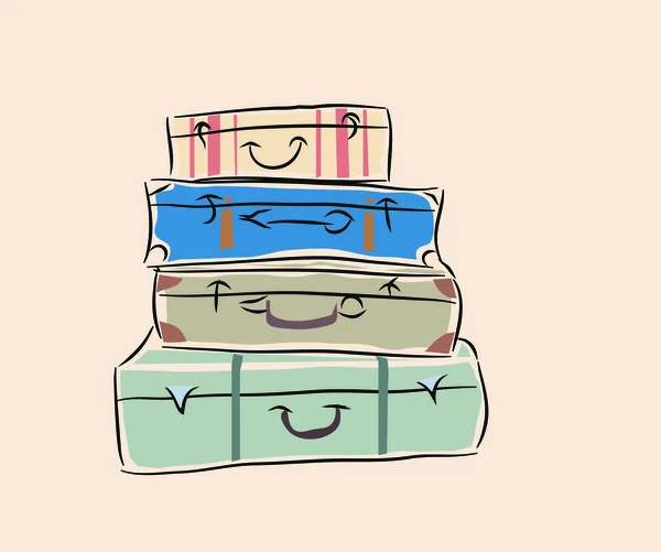スーツケースの山 — ストックベクタ