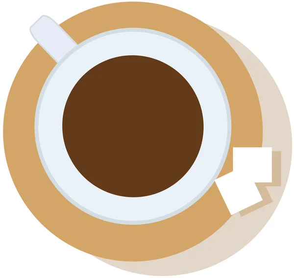 Xícara de café no pires dois pedaços de açúcar — Vetor de Stock