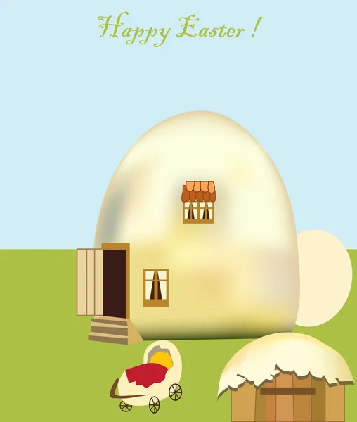 Easter card, the house of eggs — Stock Vector