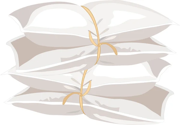 4 つの枕のスタックは紐で括ってください。 — ストックベクタ