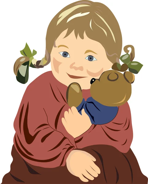 おもちゃのクマの女の子 — ストックベクタ